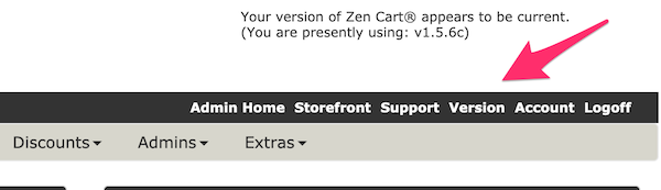 Zen Cart Version information